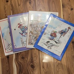 4 Gary Patterson skiing prints.